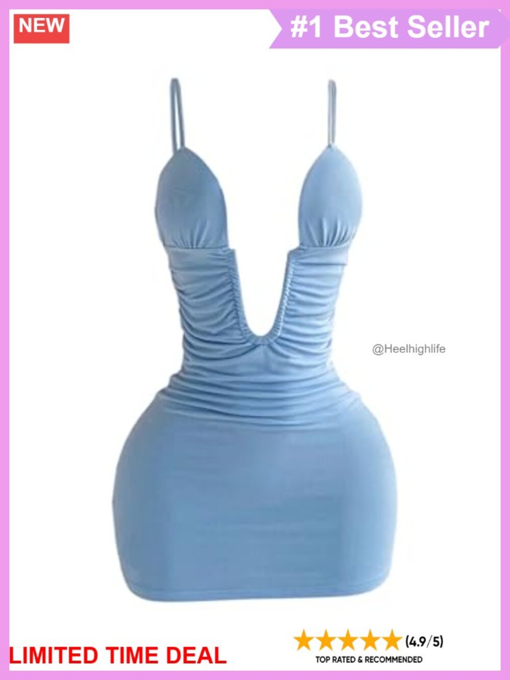 Ruched Cami Mini Bodycon Dress Backless Spaghetti Strap Party